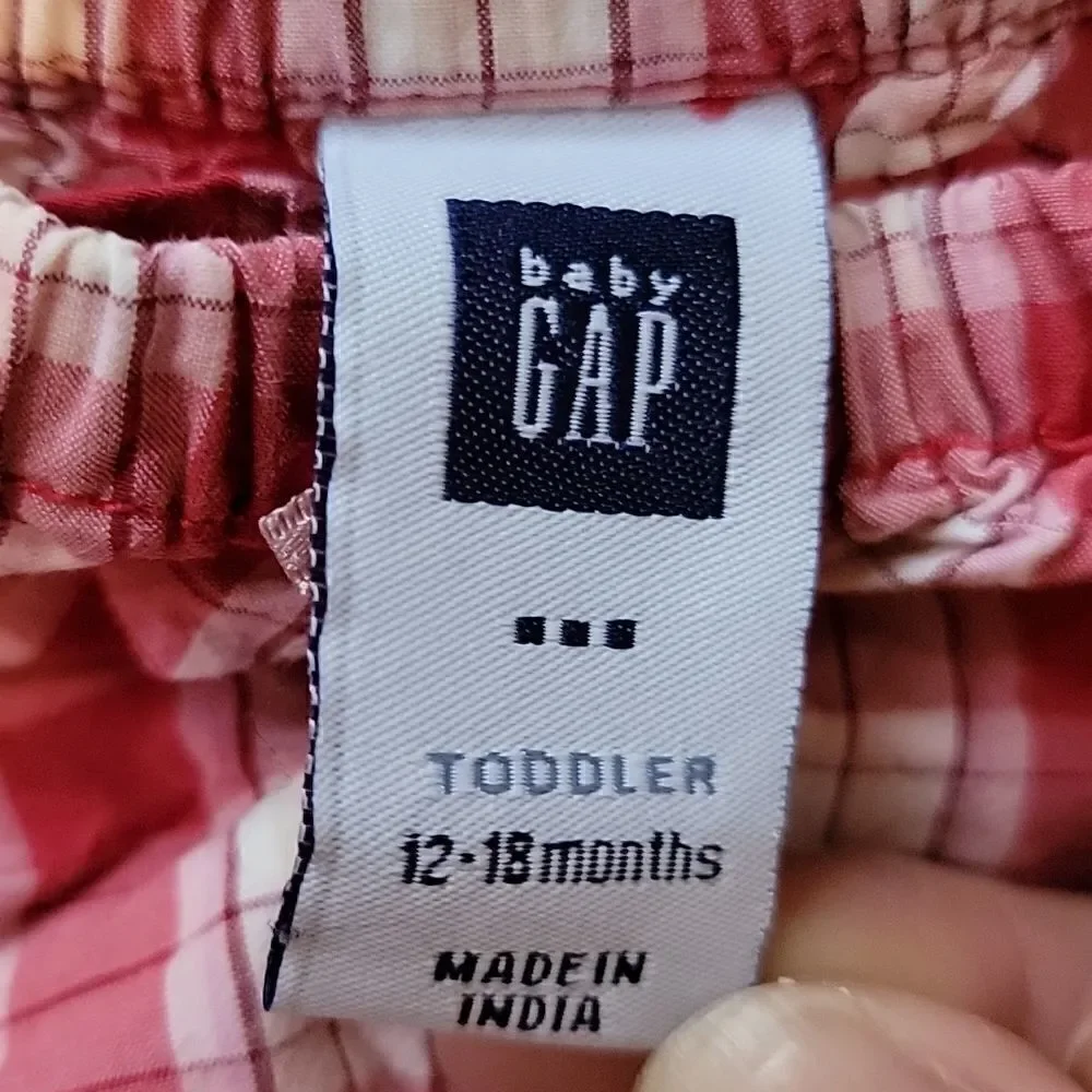 Baby GAP 2-PIECE RED AND WHITE PLAID SUN DRESS WITH BLOOMERS, SIZE 12-18 MONTHS